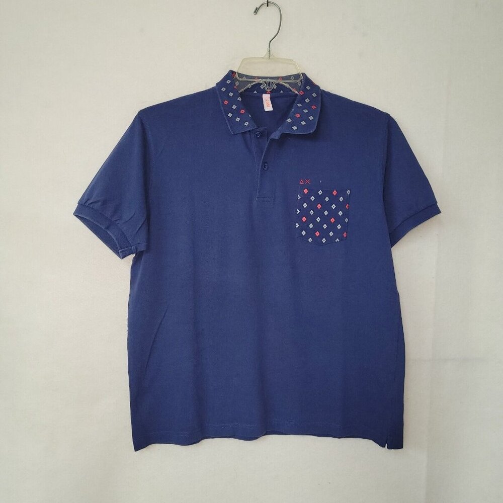 Sun68 Polo Shirt‎ Mens L Blue Golf Pocket Short Sleeve Lightweight European